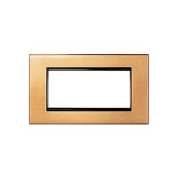 Natural Brass 4 x25mm EM Euro Module Wall Plate with Black Insert  - The Palaces Collection