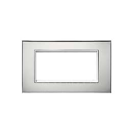 Nickel 4 x25mm EM Euro Module Wall Plate with White Insert - The Palaces Collection