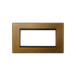 Aged Brass 4 x25mm EM Euro Module Wall Plate with Black Insert  - The Palaces Collection