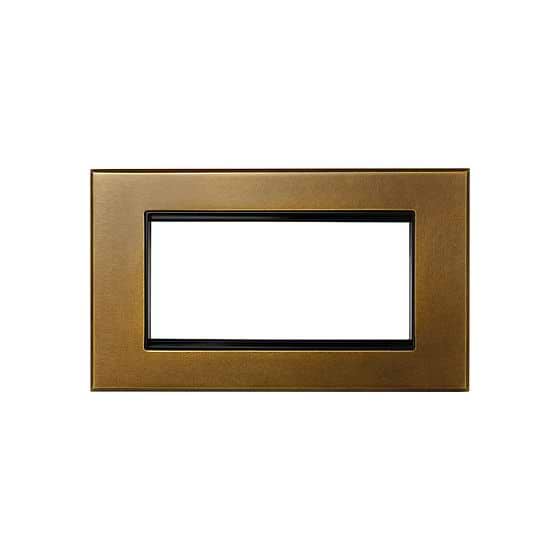 Aged Brass 4 x25mm EM Euro Module Wall Plate with Black Insert  - The Palaces Collection