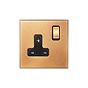 Natural Brass 1 Gang 13A Double Pole Switched Socket with Black Insert  - The Palaces Collection