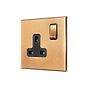 Natural Brass 1 Gang 13A Double Pole Switched Socket with Black Insert  - The Palaces Collection