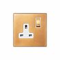 Natural Brass 1 Gang 13A Double Pole Switched Socket with White Insert - The Palaces Collection