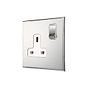 Nickel 1 Gang 13A Double Pole Switched Socket with White Insert - The Palaces Collection