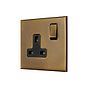 Aged Brass 1 Gang 13A Double Pole Switched Socket with Black Insert  - The Palaces Collection