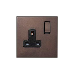 Heritage Bronze 1 Gang 13A Double Pole Switched Socket with Black Insert  - The Palaces Collection