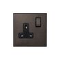 Heritage Bronze 1 Gang 13A Double Pole Switched Socket with Black Insert - The Palaces Collection