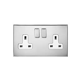 Nickel 2 Gang 13A Double Pole Switched Socket with White Insert  - The Palaces Collection