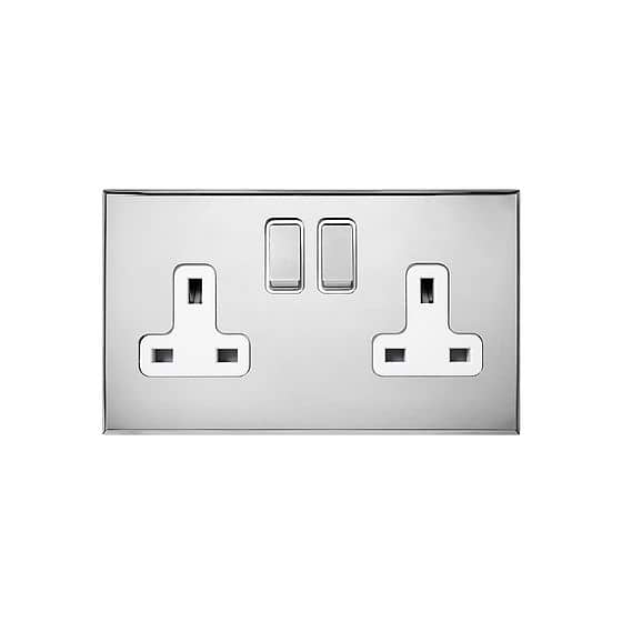 Nickel 2 Gang 13A Double Pole Switched Socket with White Insert - The Palaces Collection