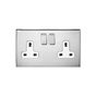 Nickel 2 Gang 13A Double Pole Switched Socket with White Insert - The Palaces Collection