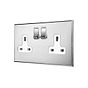 Nickel 2 Gang 13A Double Pole Switched Socket with White Insert - The Palaces Collection