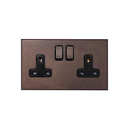 Heritage Bronze 2 Gang 13A Double Pole Switched Socket with Black Insert  - The Palaces Collection