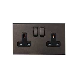 Heritage Bronze 2 Gang 13A Double Pole Switched Socket with Black Insert - The Palaces Collection