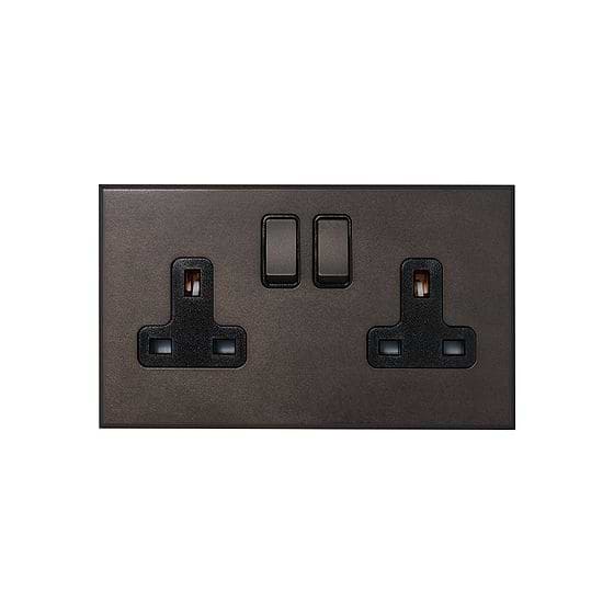 Heritage Bronze 2 Gang 13A Double Pole Switched Socket with Black Insert  - The Palaces Collection