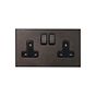 Heritage Bronze 2 Gang 13A Double Pole Switched Socket with Black Insert  - The Palaces Collection