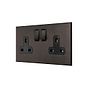 Heritage Bronze 2 Gang 13A Double Pole Switched Socket with Black Insert  - The Palaces Collection
