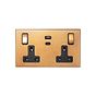 Natural Brass 13A 2 Gang Super Fast Charge 45W USB A+C Socket - The Palaces Collection