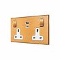 Natural Brass 13A 2 Gang Super Fast Charge 45W USB A+C Socket - The Palaces Collection