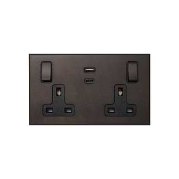 Heritage Bronze 13A 2 Gang Super Fast Charge 45W USB A+C Socket - The Palaces Collection
