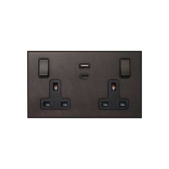 Heritage Bronze 13A 2 Gang Super Fast Charge 45W USB A+C Socket - The Palaces Collection