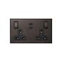 Heritage Bronze 2 Gang 13A Switched Socket 65W Max PD C+C USB Charging with Black Insert  - The Palaces Collection