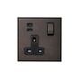 Heritage Bronze 1 Gang 13A Double Pole Switched Socket 3.1A Type C+C USB Charging with Black Insert  - The Palaces Collection