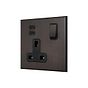 Heritage Bronze 1 Gang 13A Double Pole Switched Socket 3.1A Type C+C USB Charging with Black Insert  - The Palaces Collection