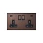 Heritage Bronze 2 Gang 13A Double Pole Switched Socket 4.8A Type C+C USB Charging with Black Insert  - The Palaces Collection