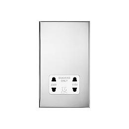 Nickel 230V/115V Dual Voltage Shaver Socket with White Insert  - The Palaces Collection