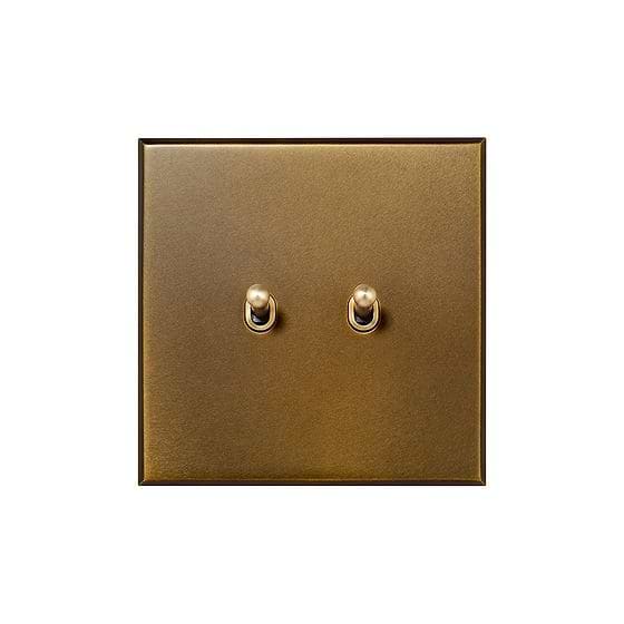 Aged Brass 2 Gang (1x 20A 2 Way, 1x 20A Intermediate) Toggle Switch - The Palaces Collection