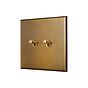 Aged Brass 2 Gang (1x 20A 2 Way, 1x 20A Intermediate) Toggle Switch - The Palaces Collection