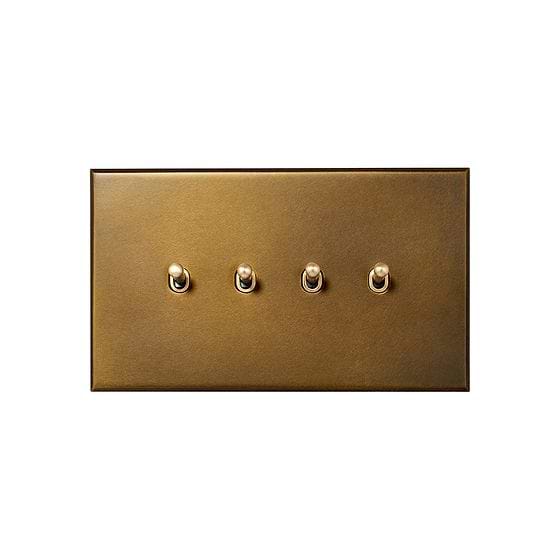 Aged Brass 4 Gang 20A 2 Way Toggle Switch - The Palaces Collection