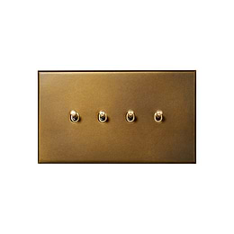 Aged Brass 4 Gang 20A 2 Way Retractive Toggle Switch - The Palaces Collection