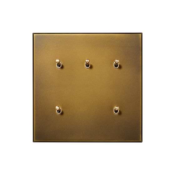 Aged Brass 5 Gang 20A 2 Way Retractive Toggle Switch - The Palaces Collection