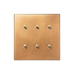 Natural Brass 6 Gang 20A 2 Way Toggle Switch - The Palaces Collection