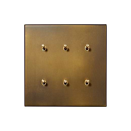 Aged Brass 6 Gang 20A 2 Way Retractive Toggle Switch - The Palaces Collection