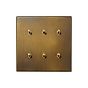 Aged Brass 6 Gang 20A 2 Way Retractive Toggle Switch - The Palaces Collection