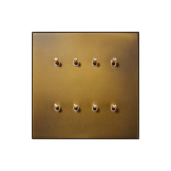 Aged Brass 8 Gang 20A 2 Way Retractive Toggle Switch - The Palaces Collection