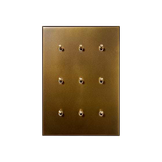 Aged Brass 9 Gang 20A 2 Way Retractive Toggle Switch - The Palaces Collection