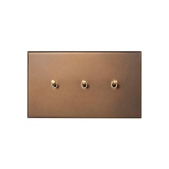 Aged Brass 3 Gang 20A Intermediate Toggle Switch - The Palaces Collection