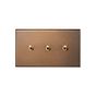 Aged Brass 3 Gang 20A Intermediate Toggle Switch - The Palaces Collection