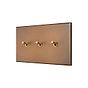 Aged Brass 3 Gang 20A Intermediate Toggle Switch - The Palaces Collection