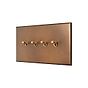 Aged Brass 4 Gang 20A 2 Way Retractive Toggle Switch - The Palaces Collection