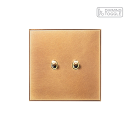 Natural Brass 2 Gang 2 Way Dimming Toggle Switch - The Palaces Collection