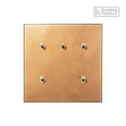 Natural Brass 5 Gang 2 Way Dimming Toggle Switch - The Palaces Collection