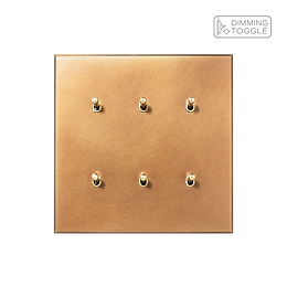 Natural Brass 6 Gang 2 Way Dimming Toggle Switch - The Palaces Collection