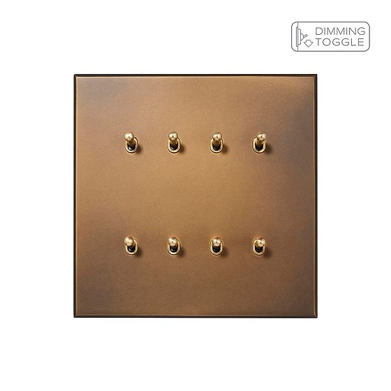 Aged Brass 8 Gang 2 Way Dimming Toggle Switch - The Palaces Collection