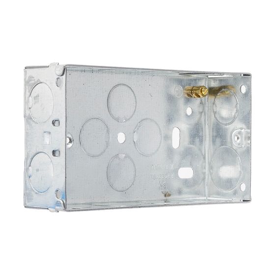 2 Gang 35mm Galvanised Steel Flush Knock Out (Back) Box