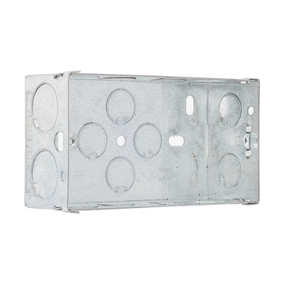 2 Gang 47mm Galvanised Steel Flush Knock Out (Back) Box