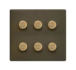 The Eton Collection Bronze Flat Plate 6 Gang Intelligent Trailing Dimmer Screwless 150W LED (300W Halogen/Incandescent) 